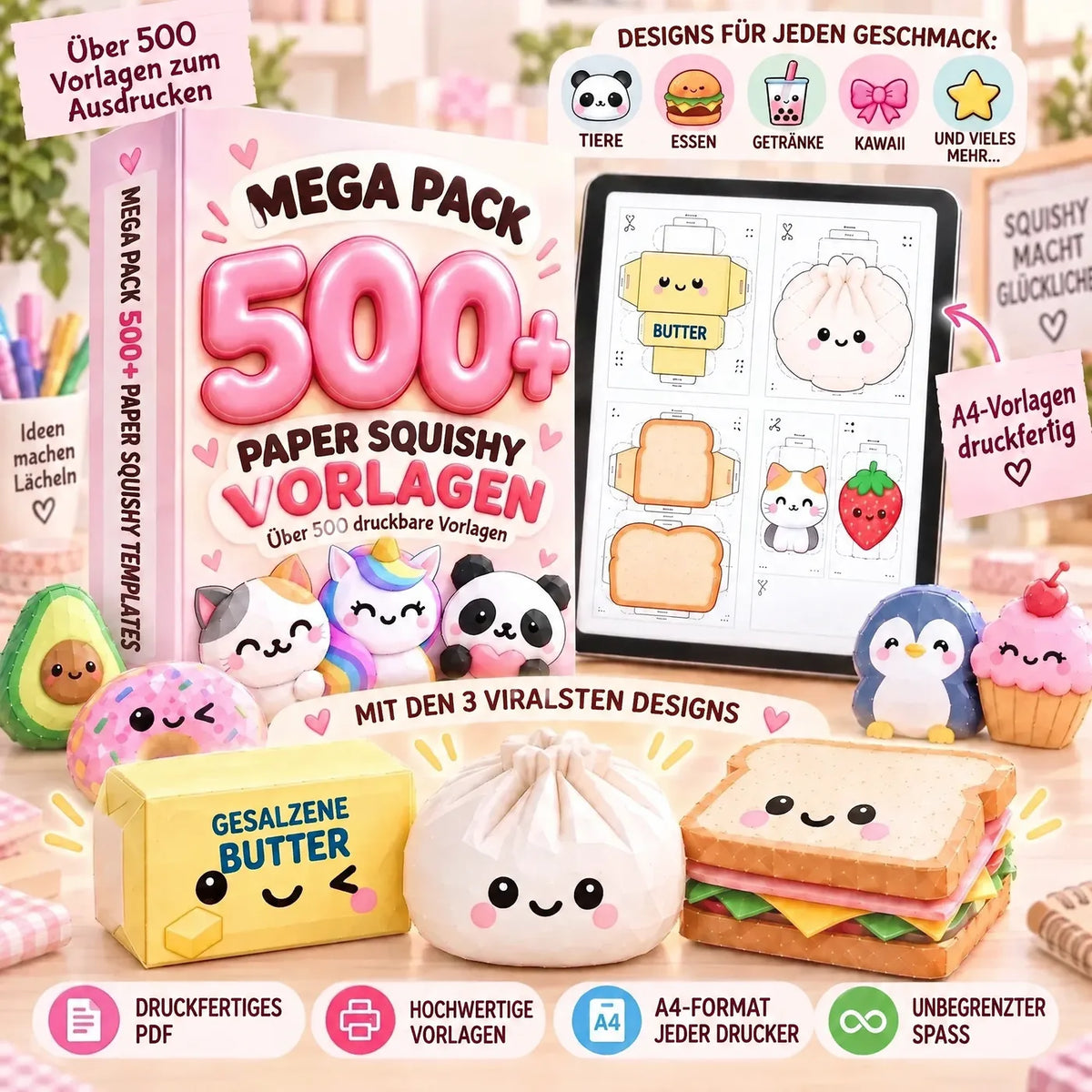 MEGA PACK 500+ PAPER-SQUISHY-VORLAGEN | Druckbares PDF-Set 1:1