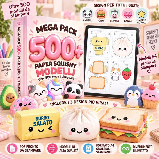 MEGA PACK 500+ MODELLI PAPER SQUISHY | Kit PDF stampabile 1:1
